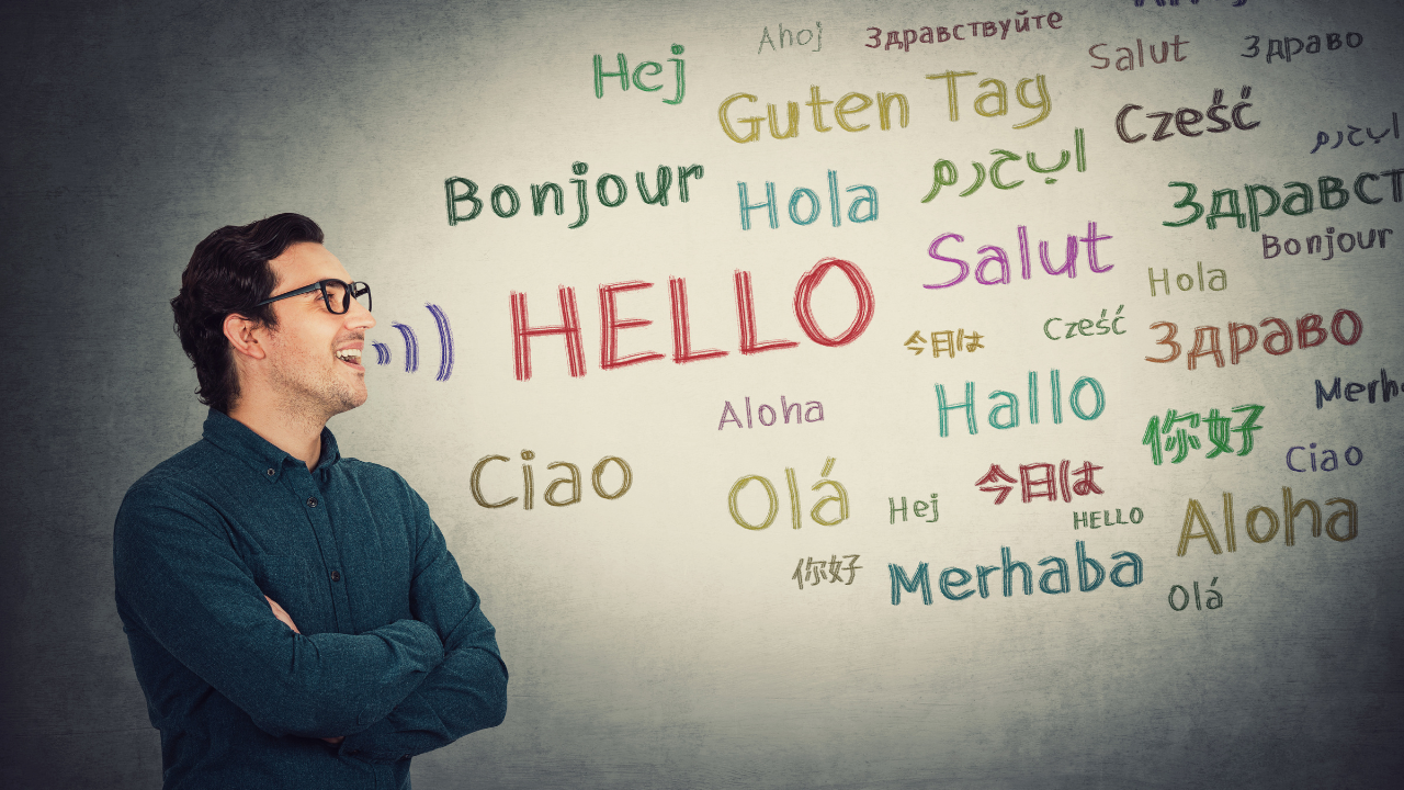 man speaking different languages